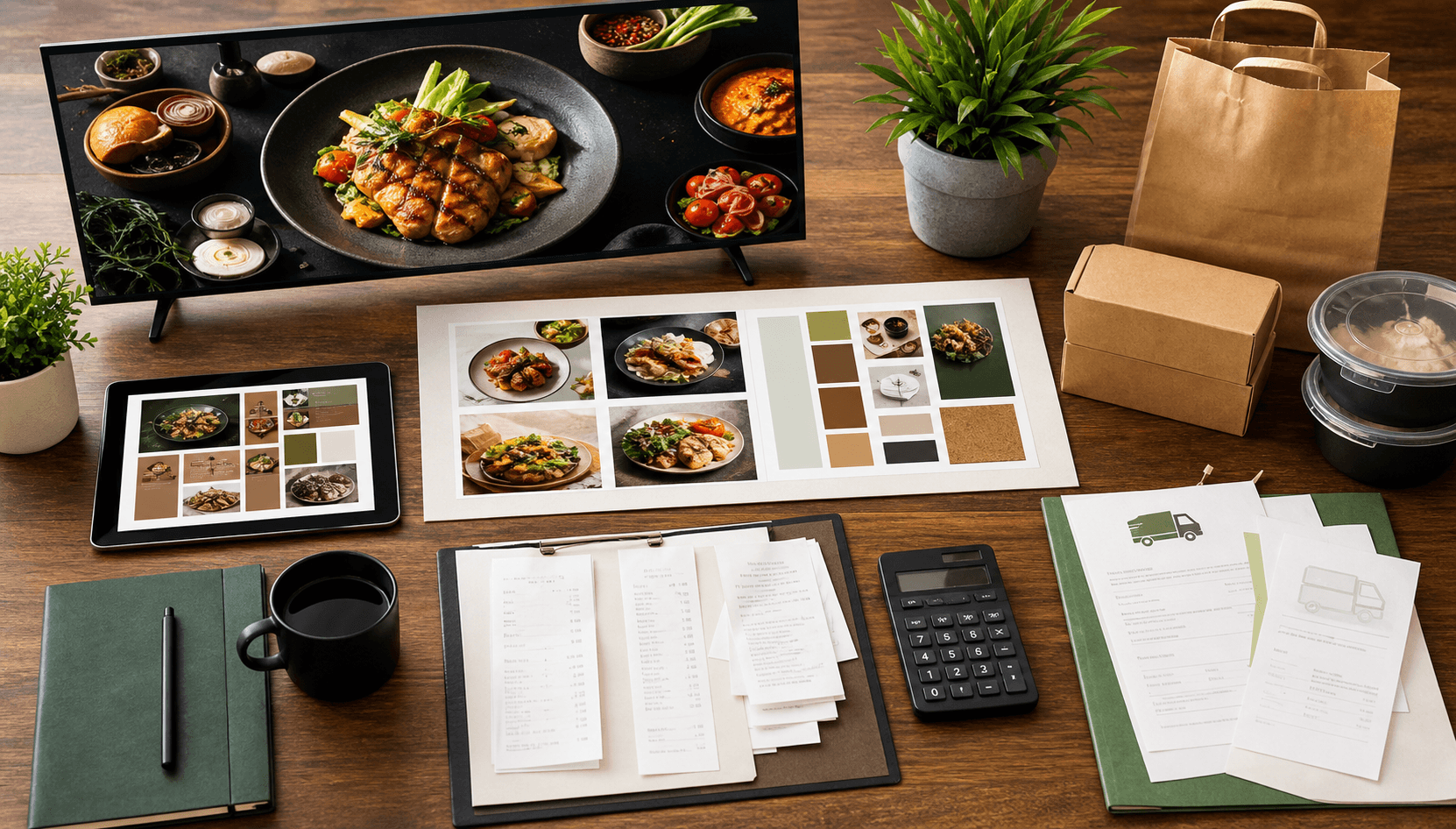 Module für digitales Menüboard mit Design-Service, zusätzlichem TV, Belegbox und Personalplanung